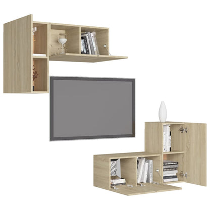 Set Mobili TV 4 pz Rovere Sonoma in Truciolato - homemem39