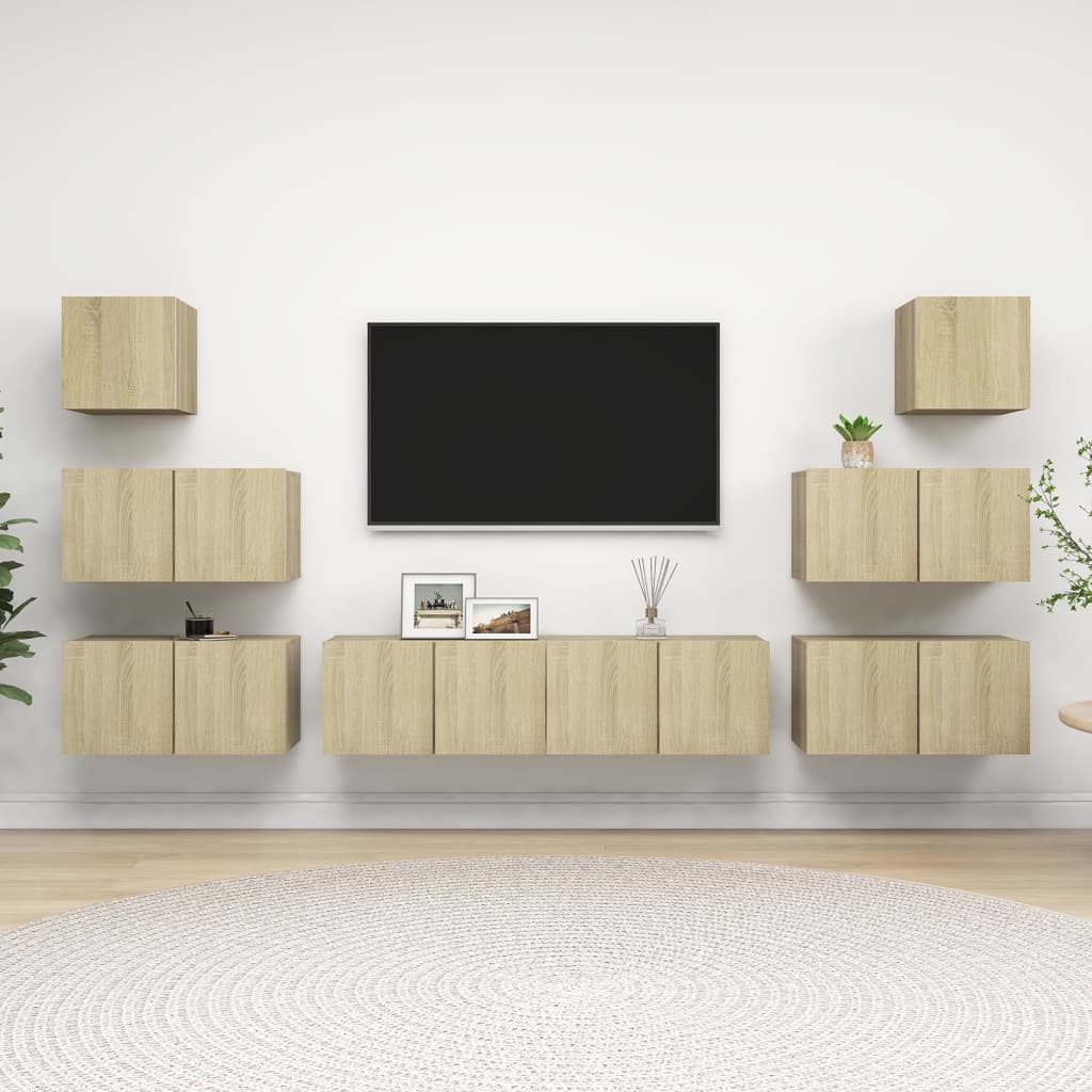 Set Porta TV 8 pz Rovere Sonoma in Truciolato - homemem39