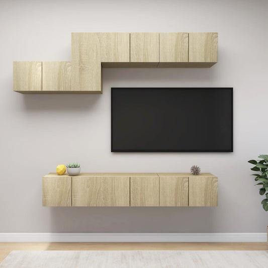 Set Porta TV 7 pz Rovere Sonoma in Truciolato - homemem39