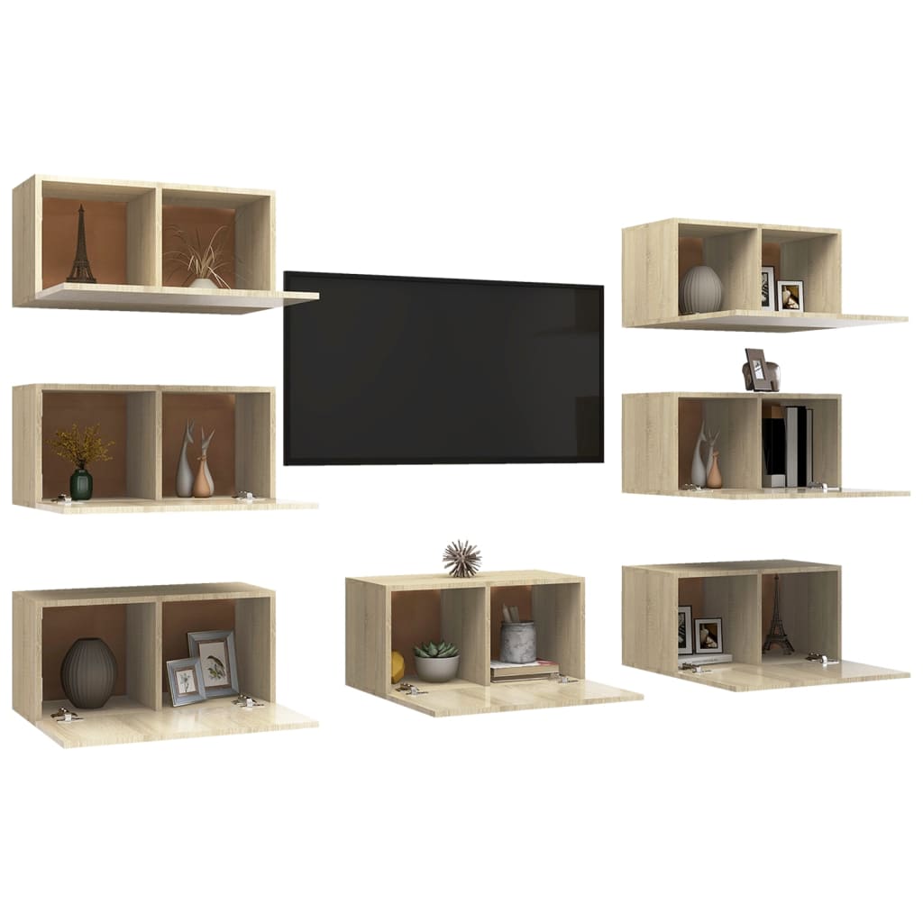 Mobili TV 7 pz Rovere Sonoma 30,5x30x60 cm in Truciolato - homemem39