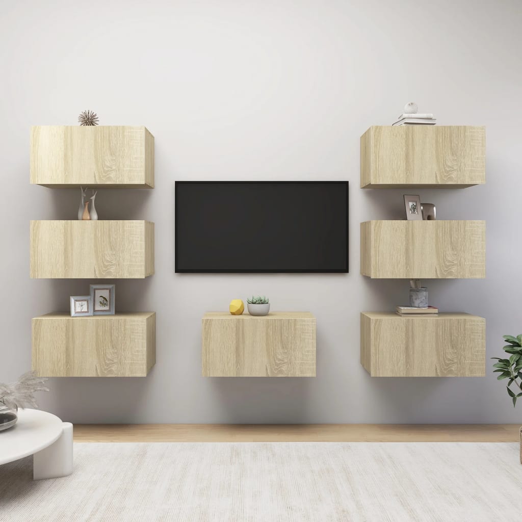 Mobili TV 7 pz Rovere Sonoma 30,5x30x60 cm in Truciolato - homemem39