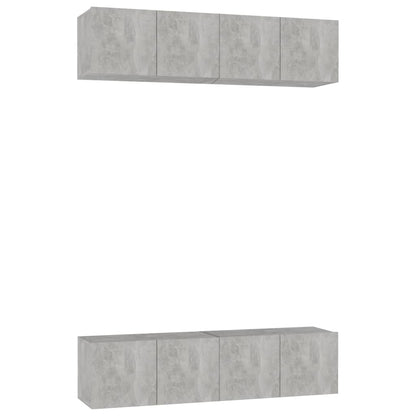 Mobili TV 4 pz Grigio Cemento 60x30x30 cm in Truciolato - homemem39