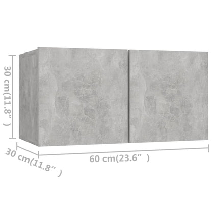 Mobili TV 4 pz Grigio Cemento 60x30x30 cm in Truciolato - homemem39