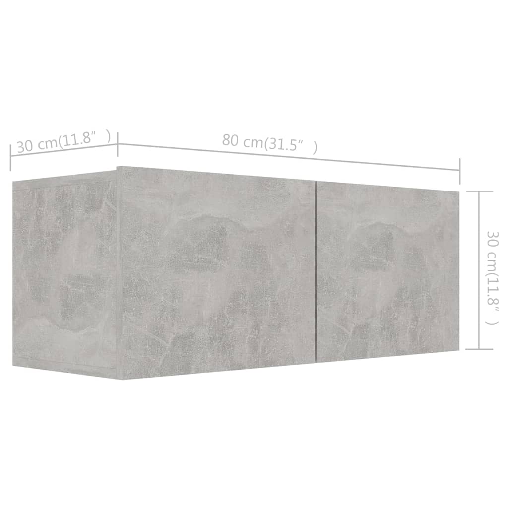 Mobili TV 4 pz Grigio Cemento 80x30x30 cm in Truciolato - homemem39