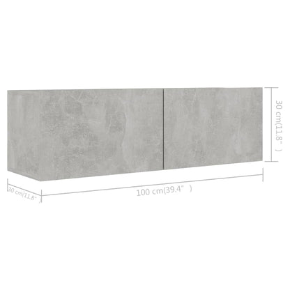 Mobili TV 4 pz Grigio Cemento 100x30x30 cm in Truciolato - homemem39