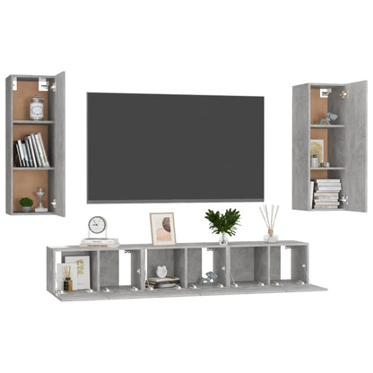 Set Porta TV 5 pz Grigio Cemento in Truciolato - homemem39