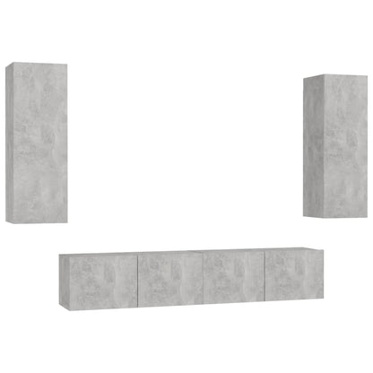 Set Porta TV 4 pz Grigio Cemento in Truciolato - homemem39