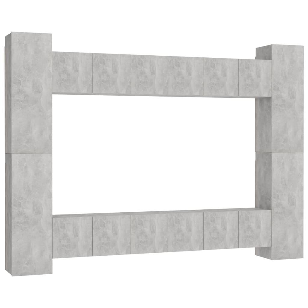 Set Porta TV 10 pz Grigio Cemento in Truciolato - homemem39