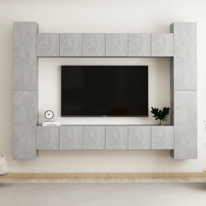 Set Porta TV 10 pz Grigio Cemento in Truciolato - homemem39