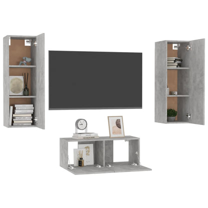 Set Porta TV 3 pz Grigio Cemento in Truciolato - homemem39