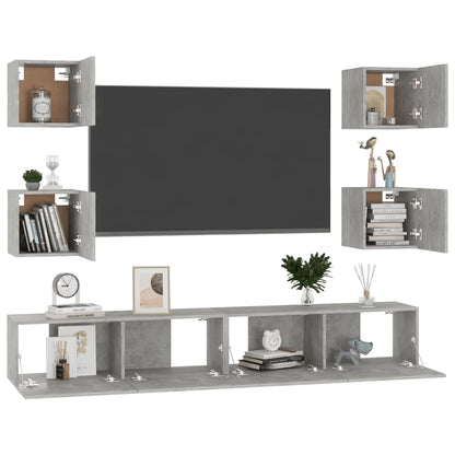 Set di Mobili Porta TV 6 pz Grigio Cemento in Legno Multistrato - homemem39