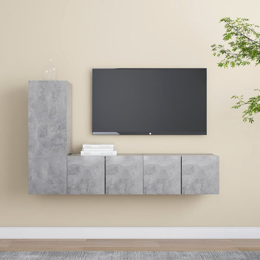 Set Porta TV 3 pz Grigio Cemento in Truciolato - homemem39