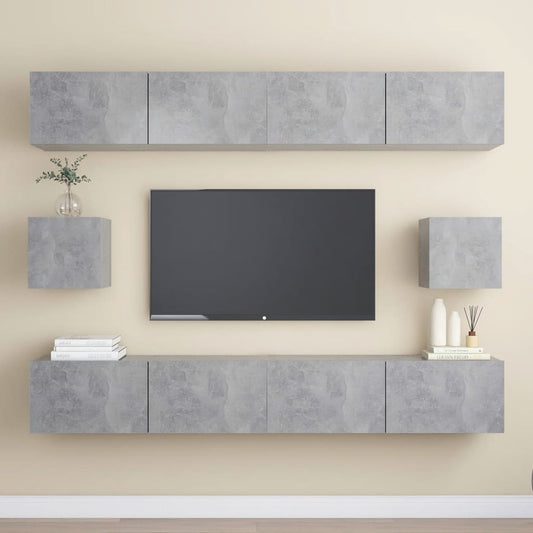 Set Mobili TV 6 pz Grigio Cemento in Truciolato - homemem39