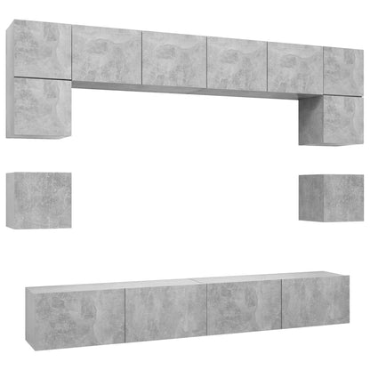 Set Porta TV 8 pz Grigio Cemento in Truciolato - homemem39