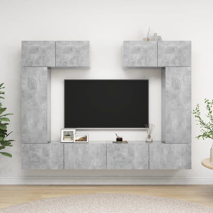 Set Porta TV 6 pz Grigio Cemento in Truciolato - homemem39