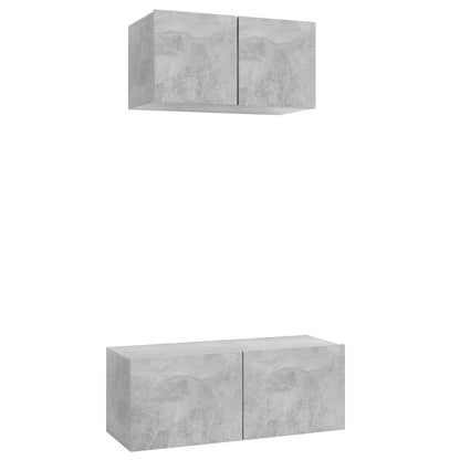 Set Porta TV 2 pz Grigio Cemento in Truciolato - homemem39