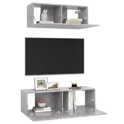 Set Porta TV 2 pz Grigio Cemento in Truciolato - homemem39