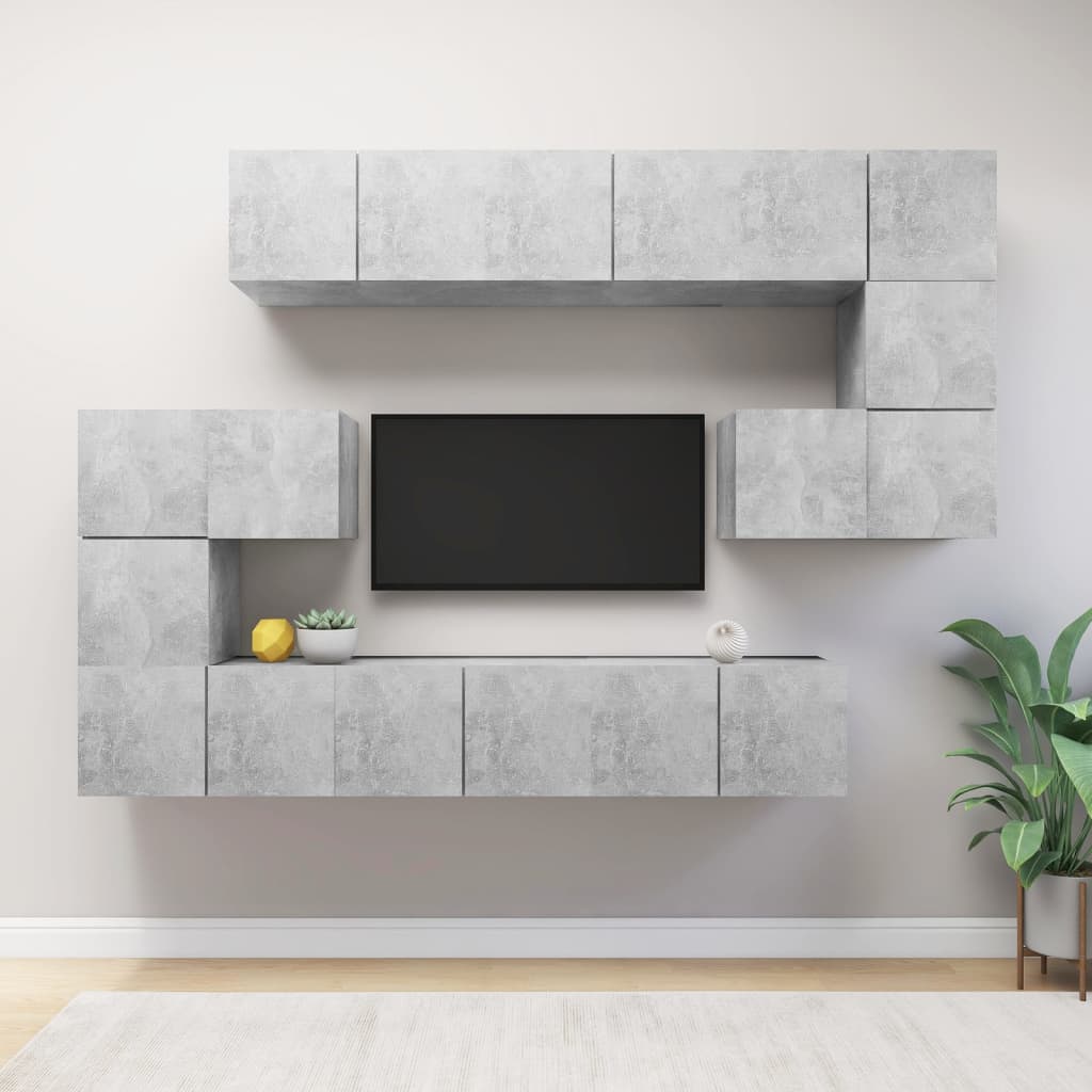 Set Porta TV 10 pz Grigio Cemento in Truciolato - homemem39