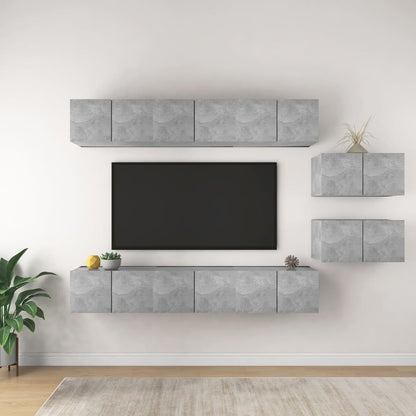 Mobili TV 8 pz Grigio Cemento in Truciolato - homemem39