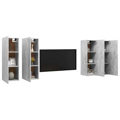 Mobili TV 4 pz Grigio Cemento 30,5x30x90 cm in Truciolato - homemem39