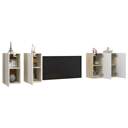 Mobili TV Bianchi e Rovere Sonoma 4 pz 30,5x30x60 cm Truciolato - homemem39