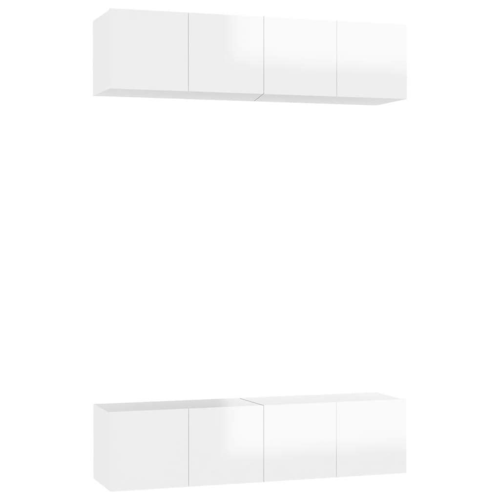 Mobili TV 4 pz Bianco Lucido 60x30x30 cm in Truciolato - homemem39