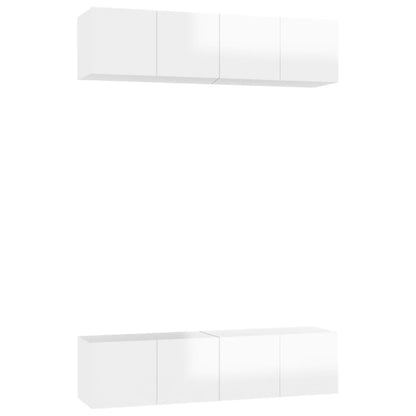 Mobili TV 4 pz Bianco Lucido 60x30x30 cm in Truciolato - homemem39