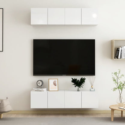 Mobili TV 4 pz Bianco Lucido 60x30x30 cm in Truciolato - homemem39