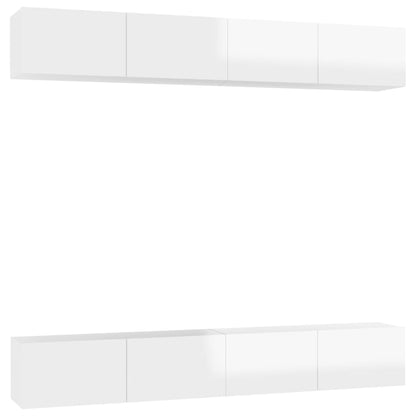 Mobili TV 4 pz Bianco Lucido 100x30x30 cm in Truciolato - homemem39