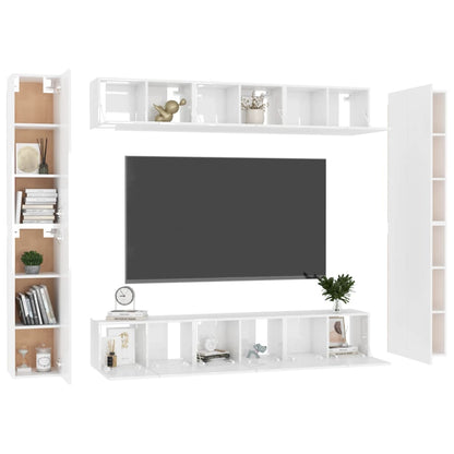 Set Mobile TV 10 pz Bianco Lucido in Truciolato - homemem39