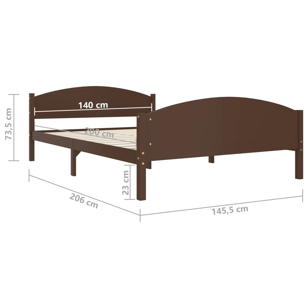 Giroletto Marrone Scuro in Legno Massello di Pino 140x200 cm - homemem39