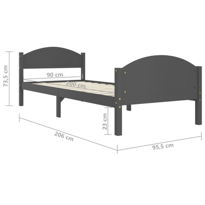 Giroletto Grigio Scuro in Legno Massello di Pino 90x200 cm - homemem39