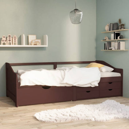 Divano Letto 3 Posti e Cassetti Marrone Scuro in Pino 90x200cm - homemem39