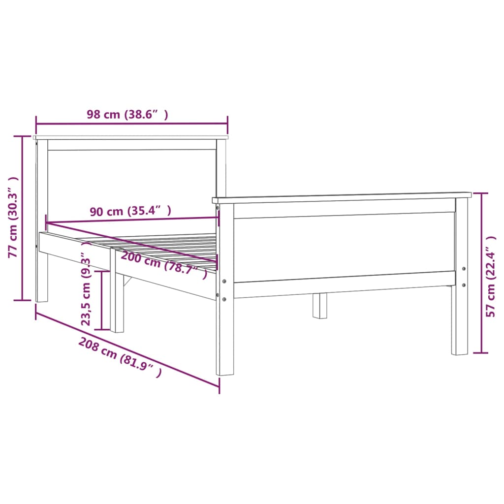 Giroletto in Legno Massello di Pino 90x200 cm - homemem39