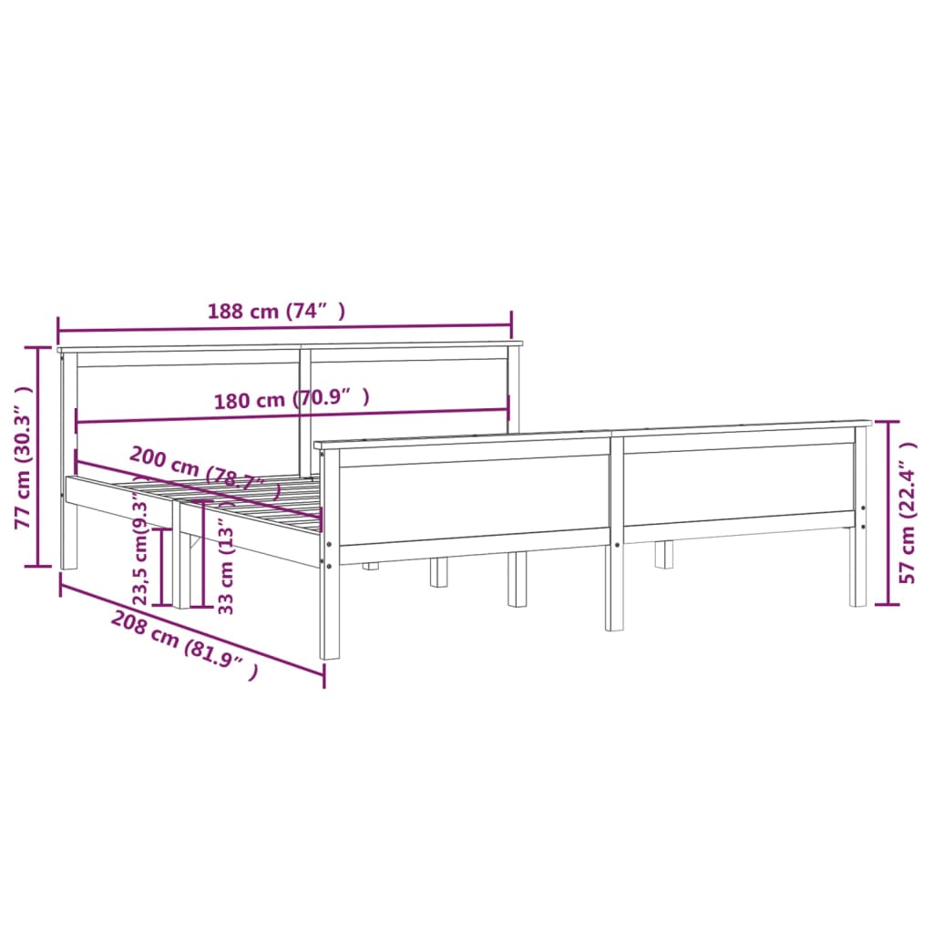 Giroletto in Legno Massello di Pino 180x200 cm - homemem39