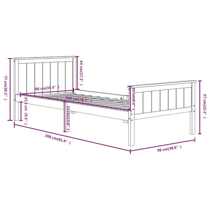 Giroletto Marrone Scuro in Legno Massello di Pino 90x200 cm - homemem39