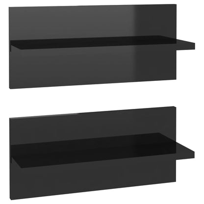 Mensole a Muro 2 pz Nero Lucido 40x11,5x18 cm - homemem39