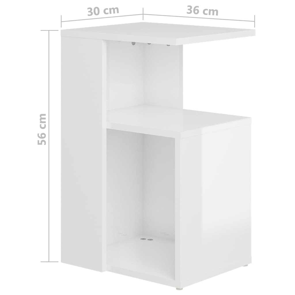 Tavolino Bianco Lucido 36x30x56 cm in Truciolato - homemem39