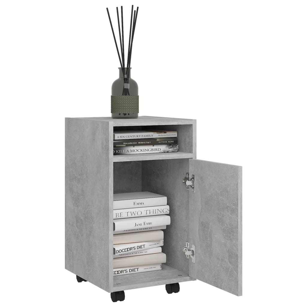 Credenza con Ruote Grigio Cemento 33x38x60 cm in Truciolato - homemem39