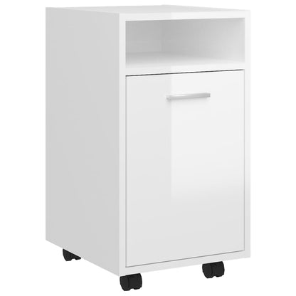 Credenza con Ruote Bianco Lucido 33x38x60 cm Legno Multistrato - homemem39