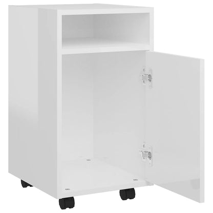 Credenza con Ruote Bianco Lucido 33x38x60 cm Legno Multistrato - homemem39