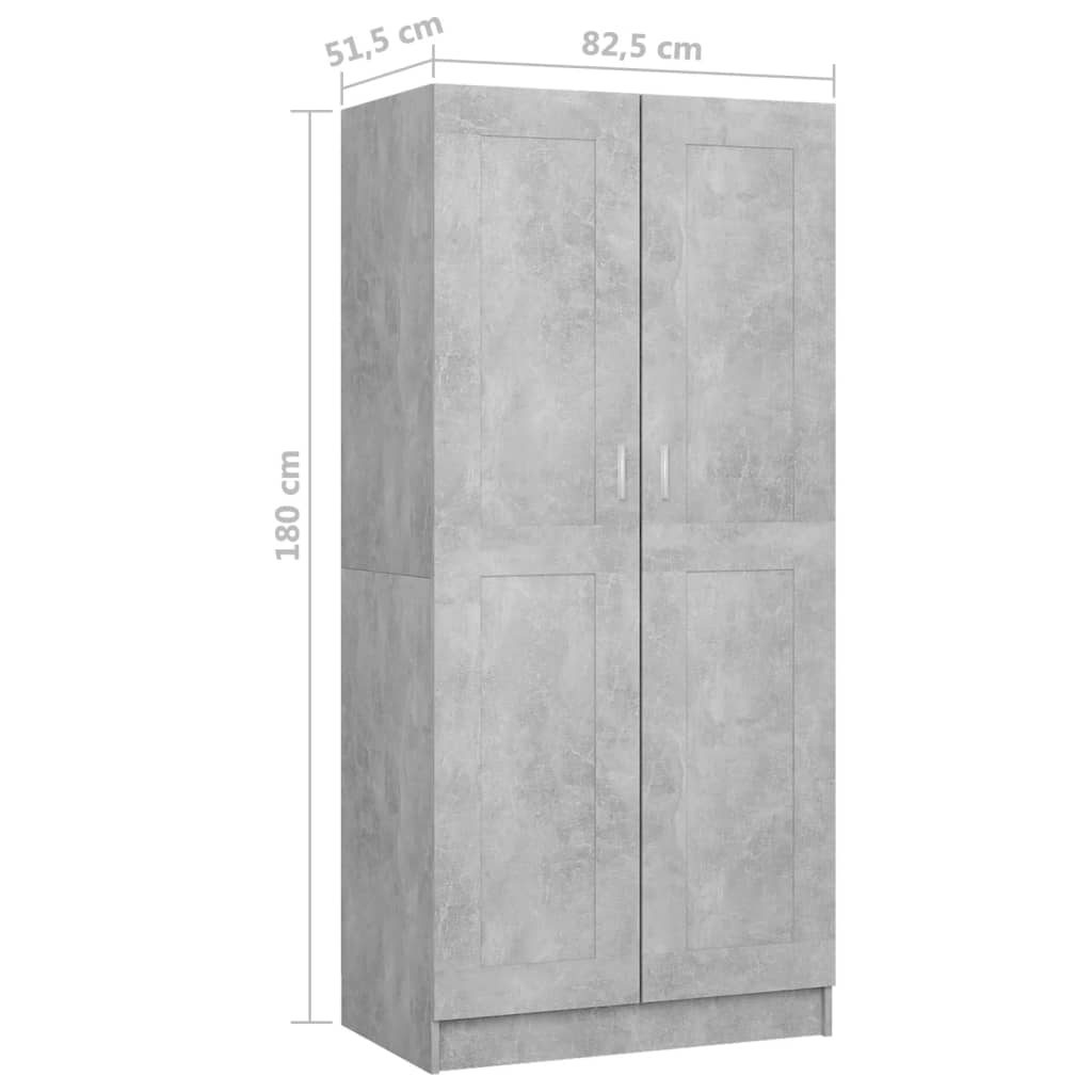 Armadio Grigio Calcestruzzo 82,5x51,5x180 cm in Truciolato - homemem39