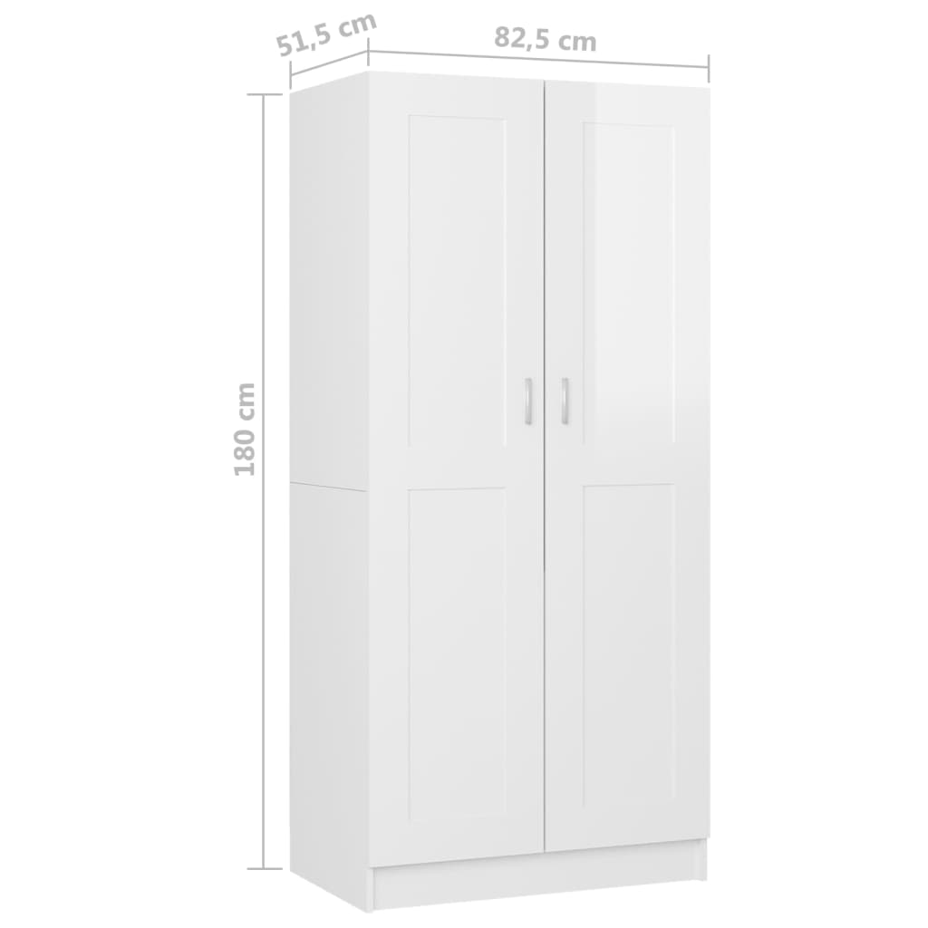 Armadio Bianco Lucido 82,5x51,5x180 cm in Truciolato - homemem39