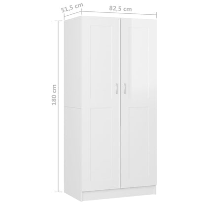 Armadio Bianco Lucido 82,5x51,5x180 cm in Truciolato - homemem39