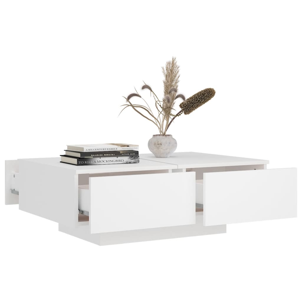 Tavolino da Salotto Bianco 90x60x31 cm in Legno Multistrato - homemem39