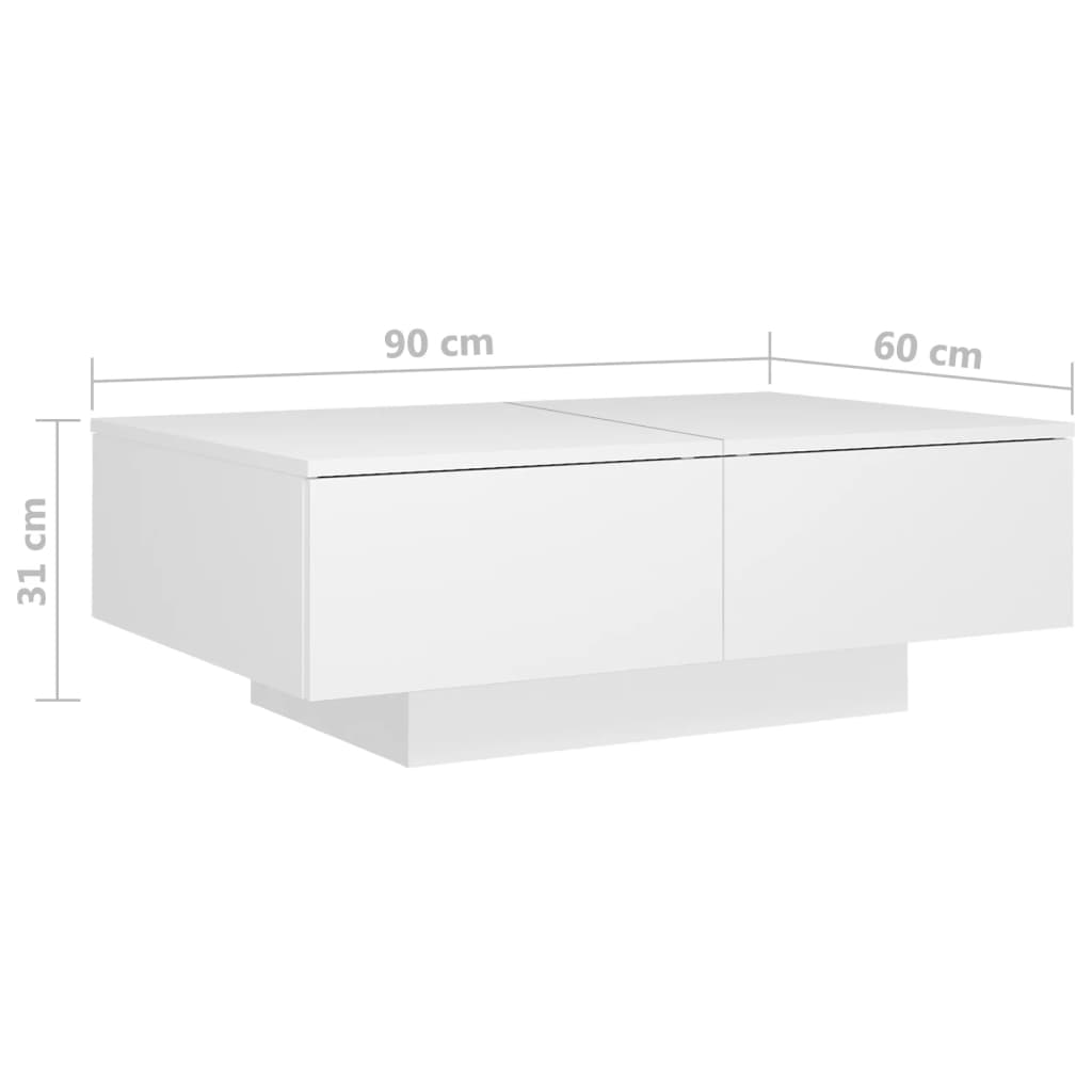 Tavolino da Salotto Bianco 90x60x31 cm in Legno Multistrato - homemem39