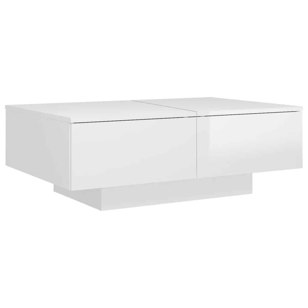 Tavolino da Salotto Bianco Lucido 90x60x31 cm in Truciolato - homemem39