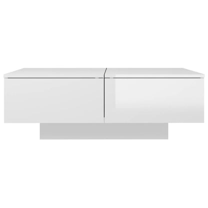 Tavolino da Salotto Bianco Lucido 90x60x31 cm in Truciolato - homemem39