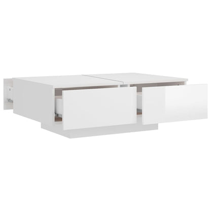 Tavolino da Salotto Bianco Lucido 90x60x31 cm in Truciolato - homemem39