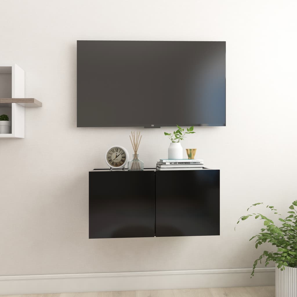 Mobile Porta TV Sospeso Nero 60x30x30cm - homemem39